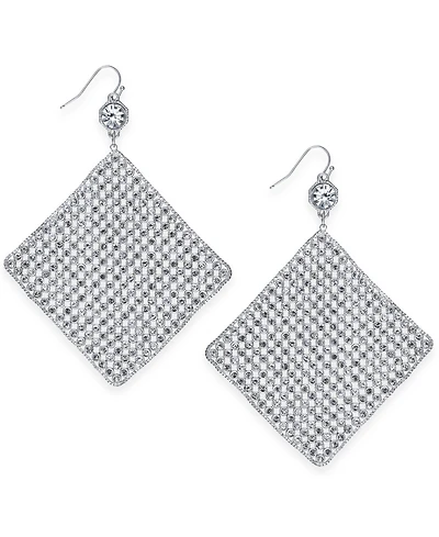 I.n.c. International Concepts Silver-Tone Crystal Diamond-Shape Sheet Statement Earrings, Created for Macy's
