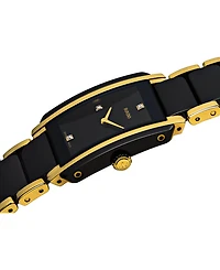 Rado Women's Swiss Integral Diamond Accent Black Ceramic & Gold-Tone Stainless Steel Bracelet Watch 23x33mm R20845712