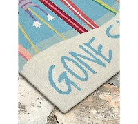 Liora Manne Front Porch Indoor/Outdoor Gone Skiing Blue 2' x 3' Area Rug