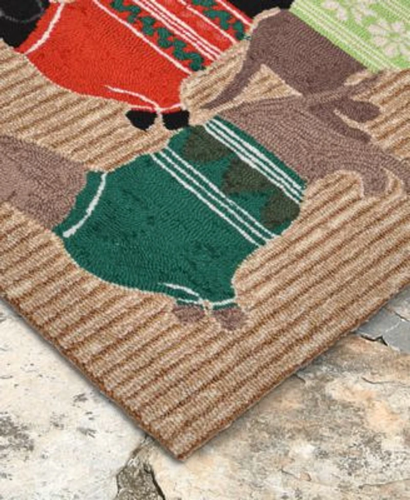 Liora Manne Front Porch Indoor Outdoor Holiday Hounds Neutral Area Rugs