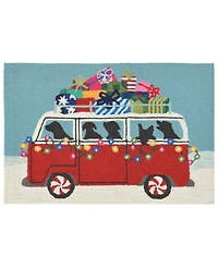 Liora Manne Front Porch Indoor/Outdoor Happy Howlidays Red 2'6" x 4' Area Rug