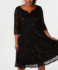 Sl Fashions Plus Sequined Lace Dress