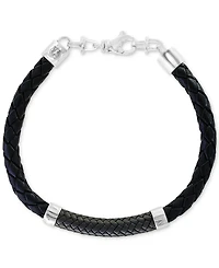 Effy Men's Leather Bracelet in Sterling Silver