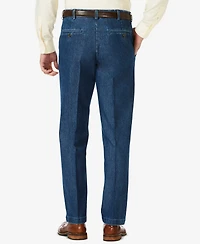 Haggar Men's Stretch Denim Classic-Fit Flat Front Pants