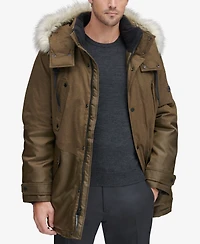 Marc New York Men's Mixed-Media Parka with Removable Hood