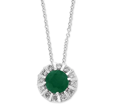 Effy Sapphire (3/4 ct. t.w) & Diamond (1/4 18" Pendant Necklace 14K White Gold (Also Available Emerald and Ruby)