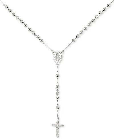 Legacy for Men by Simone I. Smith Beaded Cross 24" Rosary Necklace in Stainless Steel