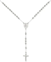 Legacy for Men by Simone I. Smith Beaded Cross 24" Rosary Necklace in Stainless Steel