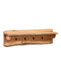 Alpine Natural Live Edge 36" Bench With Coat Hook Shelf Set