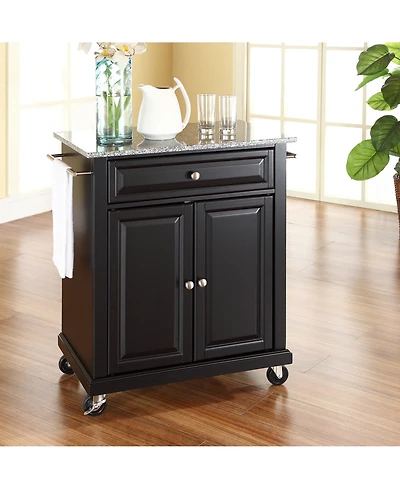 Solid Granite Top Portable Kitchen Cart Island