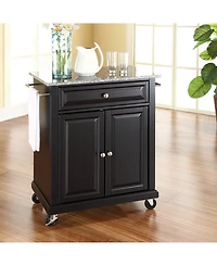 Solid Granite Top Portable Kitchen Cart Island