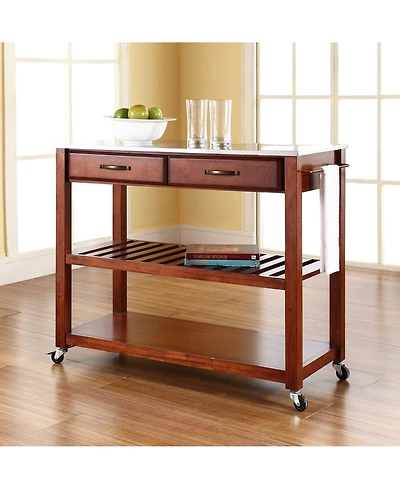 Stainless Steel Top Kitchen Cart Island With Optional Stool Storage