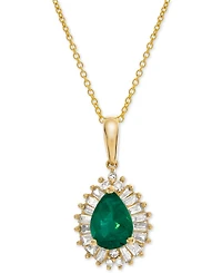 Emerald (3/4 ct. t.w.) & Diamond (1/4 ct. t.w.) 16" Pendant Necklace in 14k Gold
