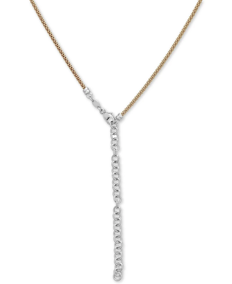 Diamond Two-Tone Lariat Necklace (1/8 ct. t.w.) in 14k Gold-Plated Sterling Silver, 20" + 3" extender