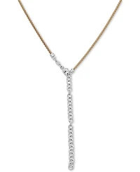 Diamond Two-Tone Lariat Necklace (1/8 ct. t.w.) in 14k Gold-Plated Sterling Silver, 20" + 3" extender