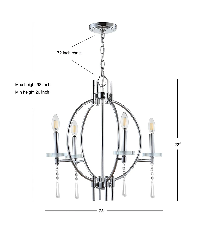 Jonathan Y Laura 23" Crystal,Metal Led Pendant