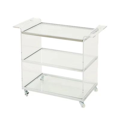 Yves Acrylic Bar Trolley with Glass Shelves