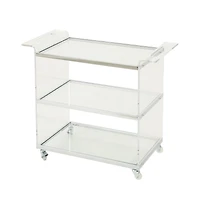 Yves Acrylic Bar Trolley with Glass Shelves