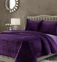 Tribeca Living Florence Velvet Solid Oversized Quilt Sets