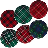 Certified International Christmas Plaid 6-Pc. Dessert Plate asst.