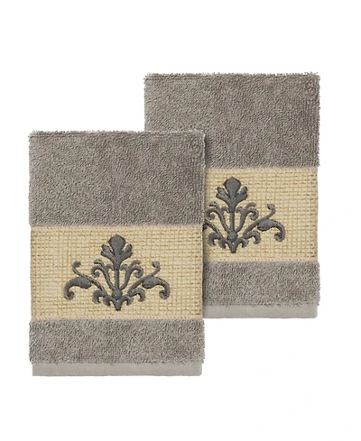 Linum Home Scarlet 2-Pc. Embellished Washcloth Set