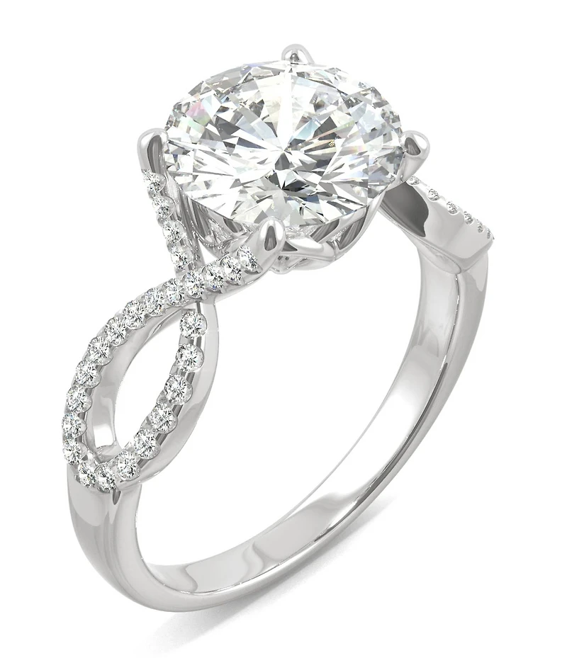 Moissanite Round Twisted Shank Ring (2-9/10 ct. tw. Diamond Equivalent) 14k White Gold