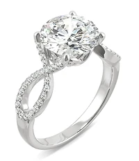 Moissanite Round Twisted Shank Ring (2-9/10 ct. tw. Diamond Equivalent) 14k White Gold