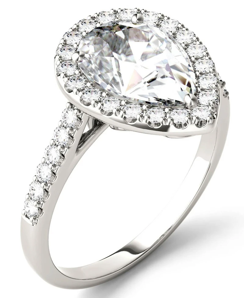 Moissanite Pear Halo Ring (2-5/8 ct. tw. Diamond Equivalent) in 14k White Gold