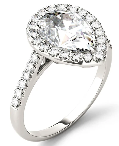 Moissanite Pear Halo Ring (2-5/8 ct. tw. Diamond Equivalent) in 14k White Gold