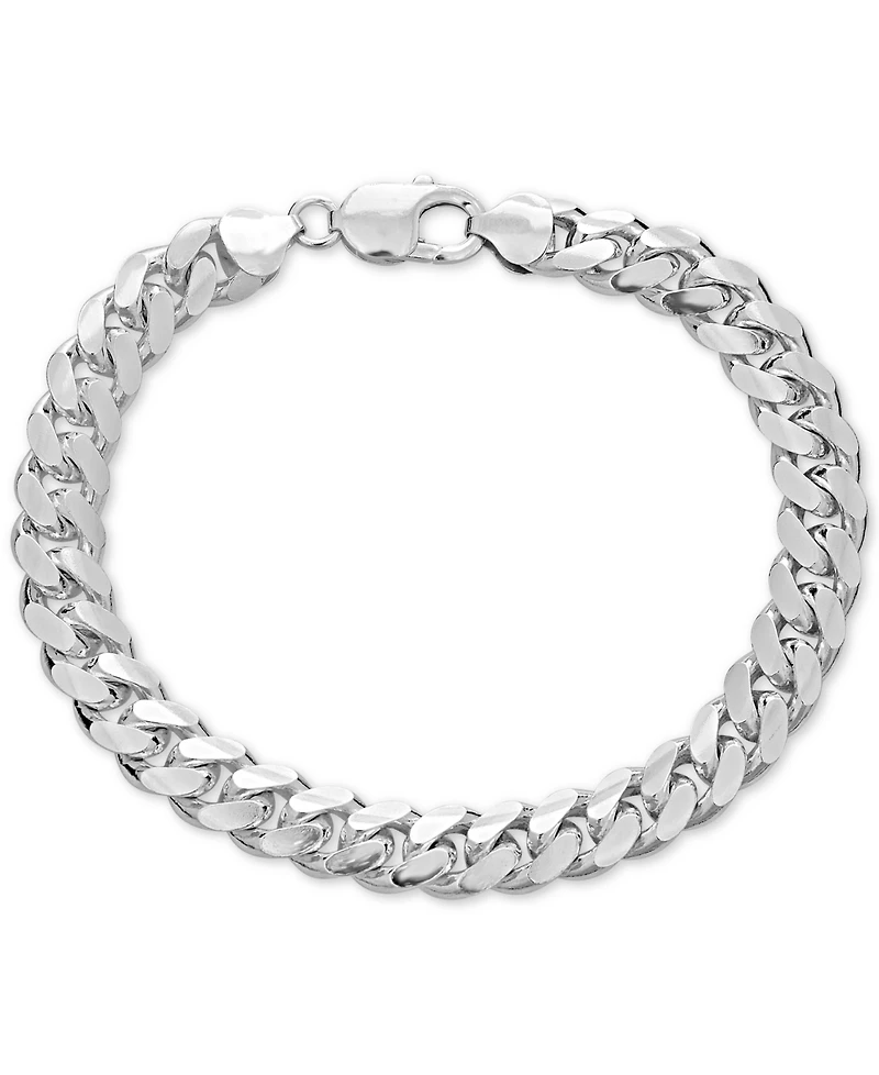 Men's Solid Cuban Link Chain Bracelet in Sterling Silver
