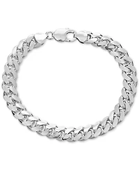 Men's Solid Cuban Link Chain Bracelet in Sterling Silver