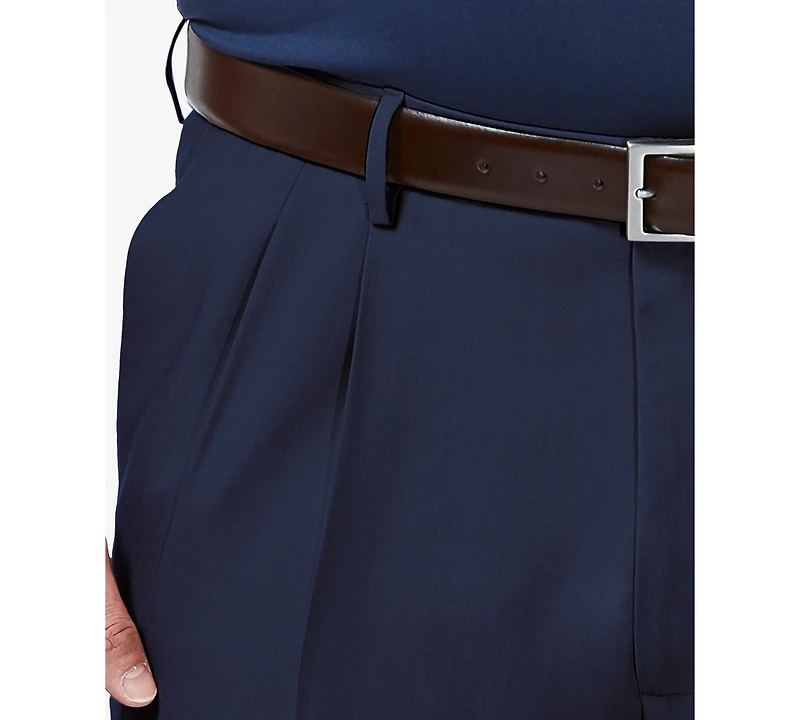 Haggar Men's Big & Tall Premium Comfort Stretch Classic-Fit Solid Pleated Dress Pants
