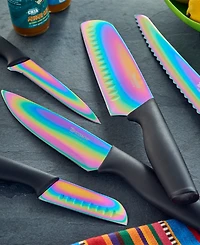 Tomodachi Rainbow Black 12-Pc. Knife Set with Matching Blade Guards, Titanium