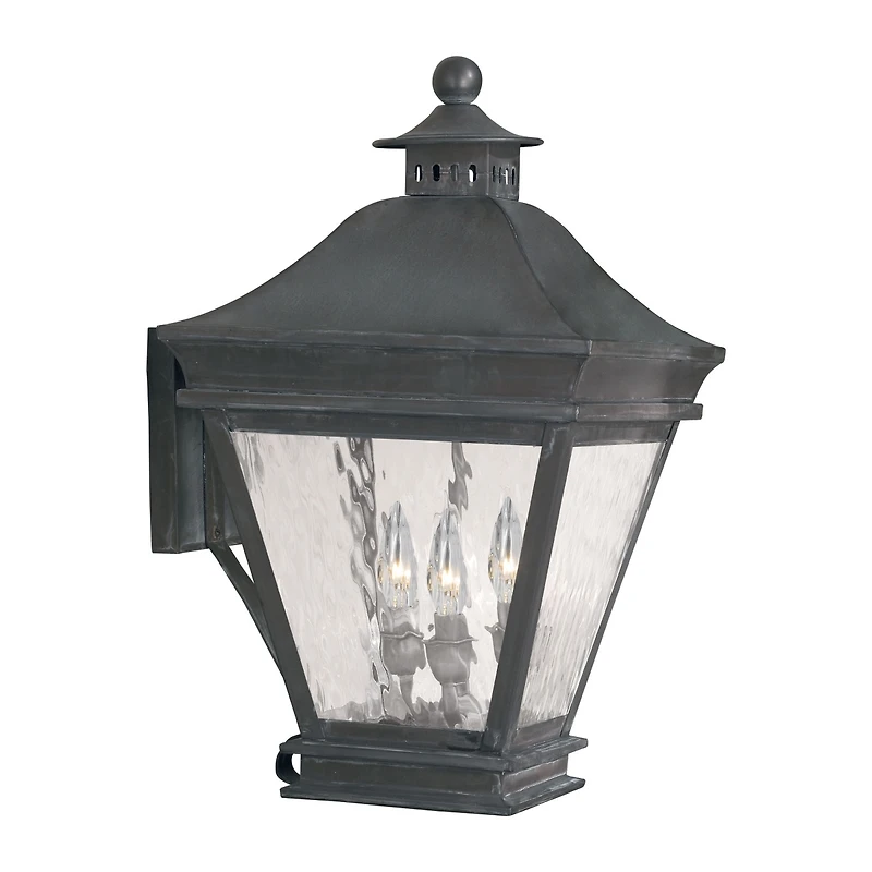 Artistic Ltg-Wall Lantern, Charcoal, Water Glass