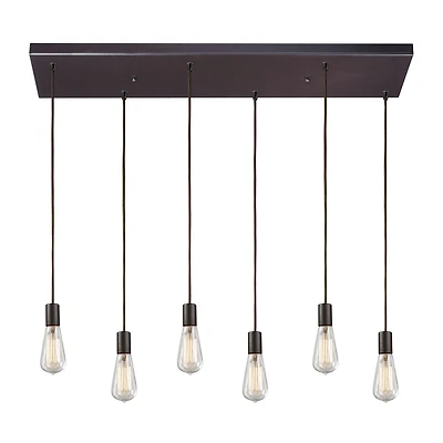 Menlow park 6- Light Pendant in Oiled Bronze