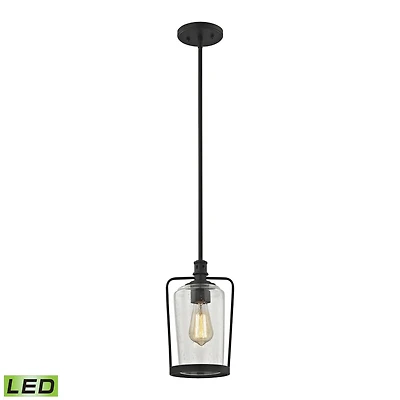 Hamel 1 Light Pendant in Oil Rubbed Bronze with Clear Seedy Glass