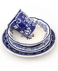 Euro Ceramica Blue Garden 16 Pc. Dinnerware Set, Service for 4