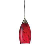 Galaxy 1-Light Pendant in Red and Satin Nickel Finish
