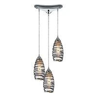Twister 3- Light Pendant in Polished Chrome
