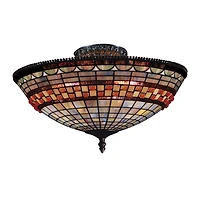 Jewelstone 3-Light Semi-Flush in Classic Bronze