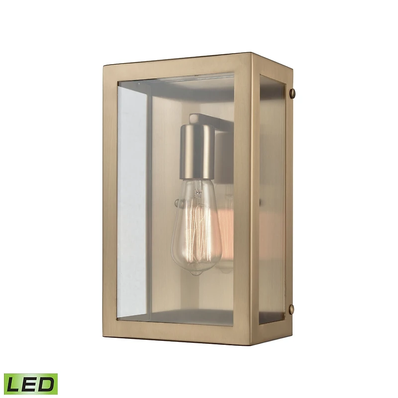 Parameters 1 Light Sconce in Satin Brass with Clear Glass