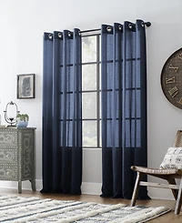 Slub Textured Linen Blend Grommet Top Curtain