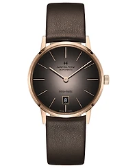 Hamilton Men's Swiss Automatic Intra-Matic Automatic Brown Leather Strap Watch 38mm