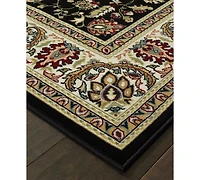 Closeout! Oriental Weavers Kashan 108B Black/Ivory 2'3" x 7'6" Runner Area Rug