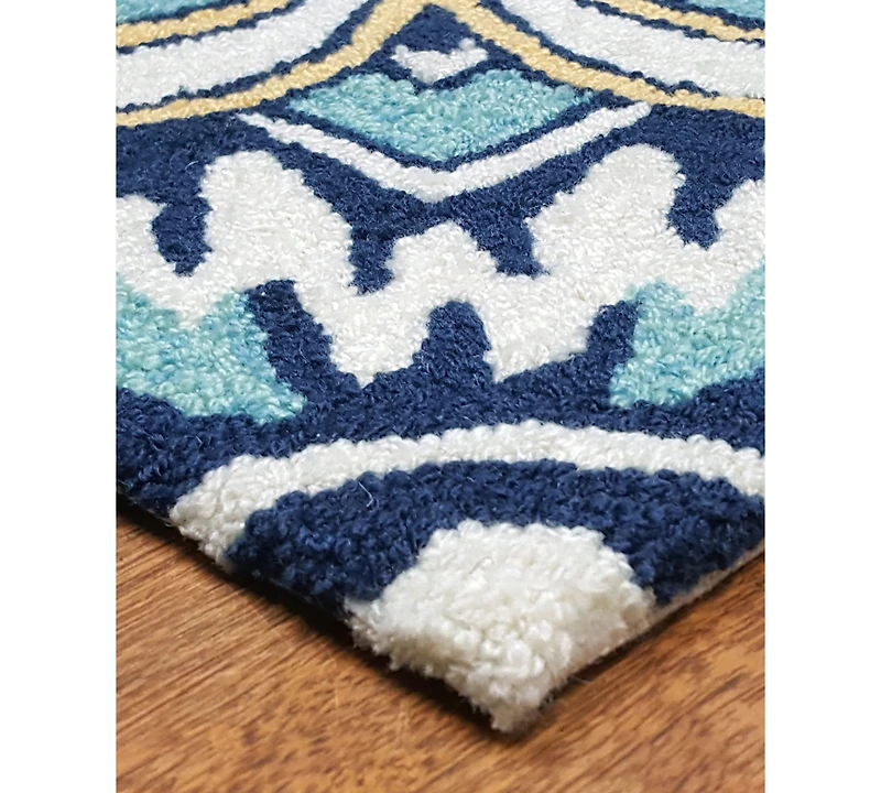 Liora Manne' Ravella 2253 Floral Tile Blue 2' x 3' Indoor/Outdoor Area Rug