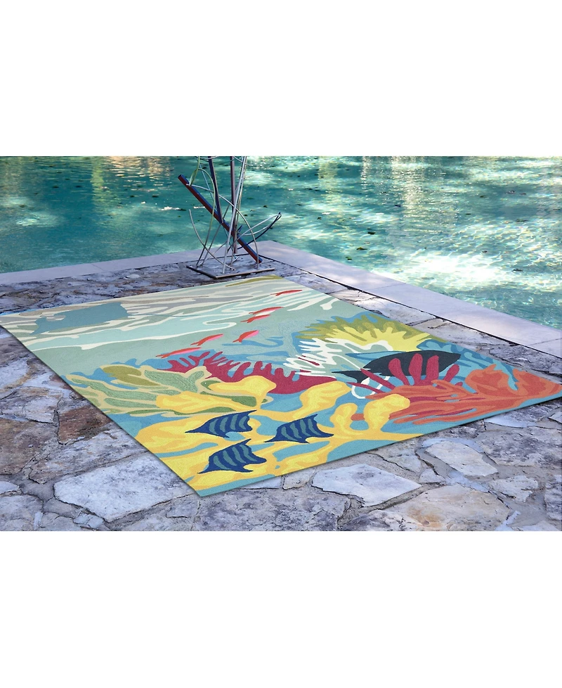 Liora Manne' Ravella 2275 Ocean View Blue 3'6" x 5'6" Indoor/Outdoor Area Rug