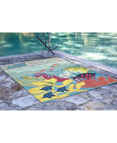 Liora Manne' Ravella 2275 Ocean View Blue 3'6" x 5'6" Indoor/Outdoor Area Rug