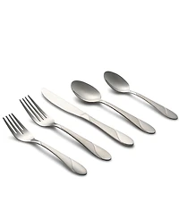 Cambridge Silversmiths Swirl Sand 89-Piece Flatware Set, Service for 12