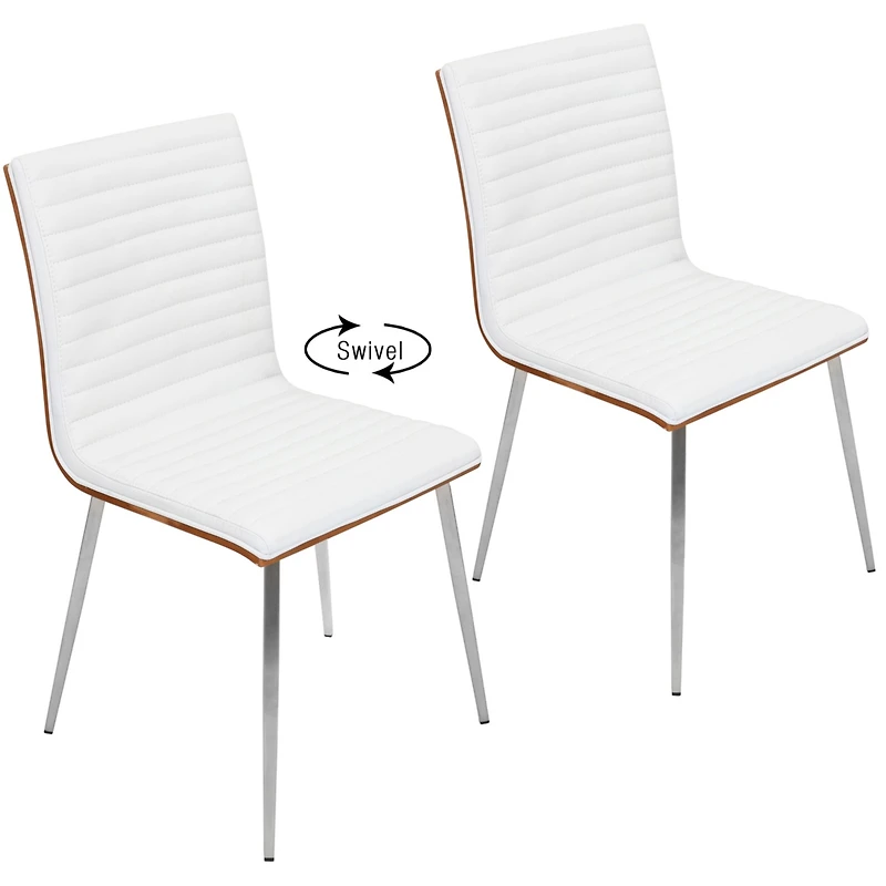Lumisource Mason Chair with Swivel in Stainless Steel and Faux Leather Set of 2