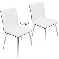 Lumisource Mason Chair with Swivel in Stainless Steel and Faux Leather Set of 2